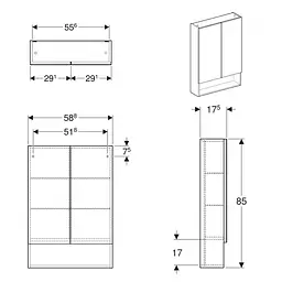 Дзеркальна шафа Geberit Selnova Square 60 см 501.264.00.1, Білий, Білий - мініатюра 2