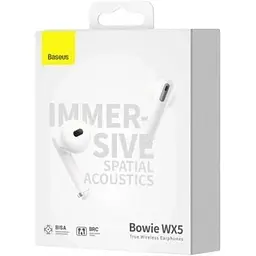 Бездротові навушники Baseus Bowie WX5 True Wireless Earphones білі A00051000213-00 - мініатюра 7