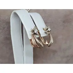 Золоті сережки ЮЗ "Багет" з діамантами. 0В410250736/21 - мініатюра 3