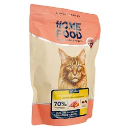 Сухий корм для стерилізованих котів великих порід Home Food телятина з лососем та в’яленими томатами 400 г - мініатюра 2
