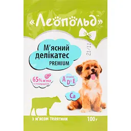 Вологий корм для собак Леопольд М'ясні делікатеси з м'ясом телятини 100 г