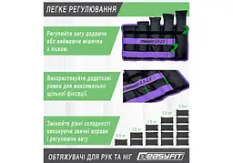 Обтяжувачі EasyFit 0,5-2,5 кг Набір для ніг і рук Чорно-фіолетовий (EF-WHT-0,5-2,5-V) - мініатюра 5