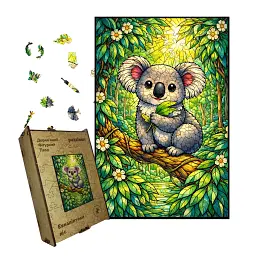 Дерев'яний фігурний пазл puzzlean Евкаліптовий ліс, А3, Дерев'яна коробка 200 елементів