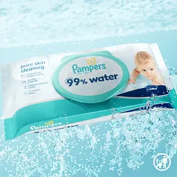 Набір: Дитячі вологі серветки Pampers 99% Water 540 шт. (9 упаковок x 60 шт.) - мініатюра 2