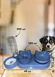 Подвійна миска для годування кішок та собачок на підставці Idea з автоматичною поїлкою 500 мл - мініатюра 7
