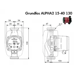 Циркуляційний насос Grundfos Alpha2 15-40 130 (99411107) - мініатюра 4
