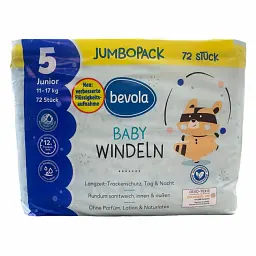 Підгузки Bevola Baby 5 Junior (11-17 кг), 72 шт Jumbopack