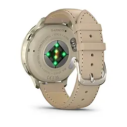 Смарт-годинник Garmin Venu 4 41 мм Lunar Gold з бежевим силіконовим та світло-піщаним шкіряним ремінцем - мініатюра 2