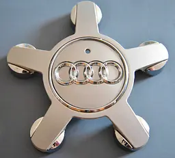 Ковпачки на литі диски Audi 135 х 57 мм П'ятикутний об'ємний логотип Сірі (4F0 601 165N 7ZJ) 1 шт - мініатюра 3
