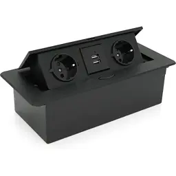 Розетка Voltronic J29L, дві розетки + 2*USB, напольна, висувна (20011)