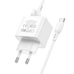 Сітчасте зарядне пристрій BOROFONE BAS11A Erudite single port 1USB/2.1A+ Cable Type-C білий - мініатюра 5
