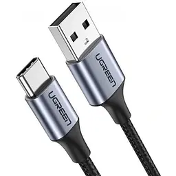 Кабель Ugreen US288 USB-A 2.0 USB-C Cable Nickel Plating Aluminum Braid 1.5 м чорний (60127)