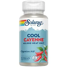 Каєнський перець Solaray Cool Cayenne Pepper 40.000 HU 600 мг 90 веганських капсул