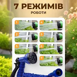 Шланг для поливу садовий Workpro Magic Hose 45м, Шланг-Xhose, що розтягується, для саду та городу з розпилювачем (синій / зелений ) - мініатюра 2