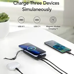 Зовнішній акумулятор VEGER Wireless 10000mAh 38.5Wh 3.85V Black (VG-W1151-B) - мініатюра 6