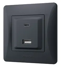 Розетка Videx Binera USB-A + USB-C PD20W чорний графіт (VF-BNCHRUC20-BG) - мініатюра 2