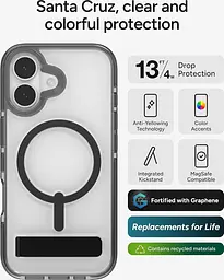 Чохол протиударний з підставкою ZAGG Gear4 Crystal Palace MagSafe для iPhone 16 Прозорий + Black - мініатюра 9