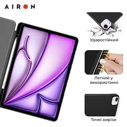 Чехол AIRON Premium SOFT для iPad Air 13 2024 с защитной пленкой и салфеткой Black - мініатюра 9