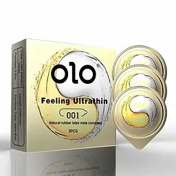 Презервативи ультратонкі гладкі Olo 0,01 мм латексні M 52 мм прозорі 3 шт
