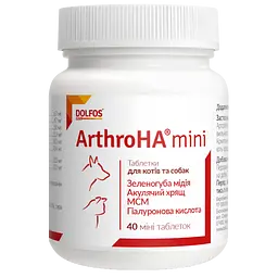 vitaminno-mineralna-dobavka-dolfos-arthro-ha-khondroprotektor-dlia-likuvannia-khvorob-suhlobiv-dlia-sobak-40-mini-tabletok-1509-40
