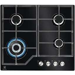 Варильна поверхня газова на склі Electrolux 60 см чугун чорний
