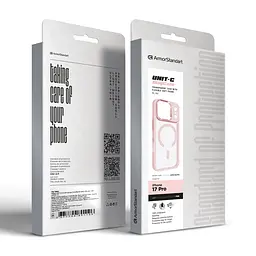 Чехол Apple iPhone 17 Pro, Unit MagSafe, розовый, прозрачный, магсейф, противоударный, магнитный, панель-накладка с поддержкой MagSafe, с поддержкой беспроводной зарядки, TPU+PC, защита всего корпуса, ударопрочный, ArmorStandart (ARM86295) - мініатюра 6