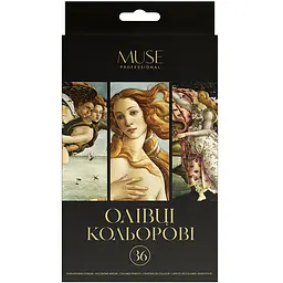 Олівці кольорові тригранні Школярик Muse 36 кольорів + точилка