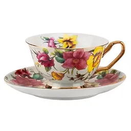 Чашка з блюдцем Elisey Vintage Bloom білий з червоним 200 мл (9217-002)