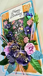 Вітальна листівка 3D з польовими квітами Hapy Birthday - мініатюра 3