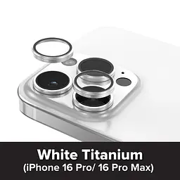 Захисне скло камери iPhone 16 Pro /16 Pro Max Camera Armor Pro Sapphire Lens Protector, White Titanium, X-One