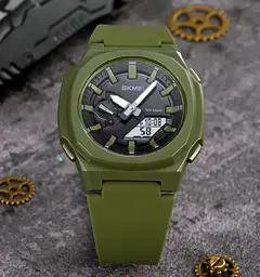 Годинник чоловічий наручний Skmei 2091 (Зелений з білим) - мініатюра 4