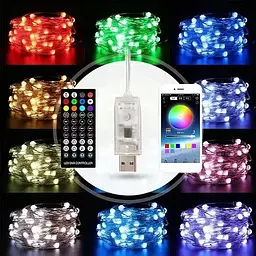 Гірлянда Brille 1936-03u Smart RGB 100 Led USB Bluetooth з пультом управління 20 м - мініатюра 4