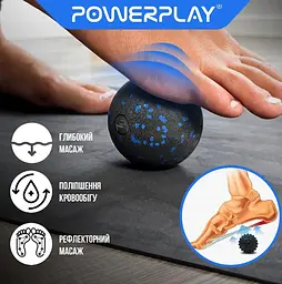 Масажний м'яч PowerPlay PP-4350 Epp Massage Ball (d8) Чорно/Синій (PP-4350_Blue_d8) - мініатюра 2