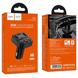 АЗП FM модулятор Hoco E87 Delta 35W (1USB-A/1C) Black - мініатюра 4