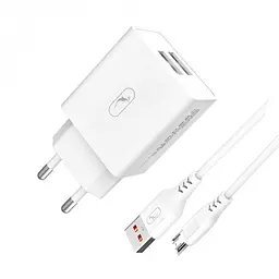 Зарядний пристрій SkyDolphin SC30V (2USB, 2.1A) White + кабель microUSB (SDMZP-000114)