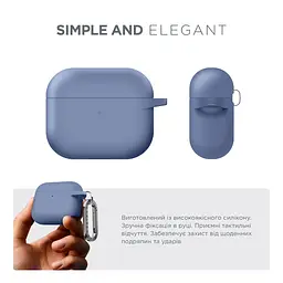 Силіконовий чохол для навушників Apple AirPods 3, Hang Case, фіолетовий, ультратонкий захисний кейс товщиною 2 мм, захист від подряпин, пилу та ударів, компактний, з карабіном для кріплення, ArmorStandart (ARM60311) - мініатюра 2