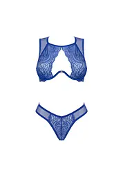 Комплект білизни Obsessive Giselia XS/S синій - мініатюра 5