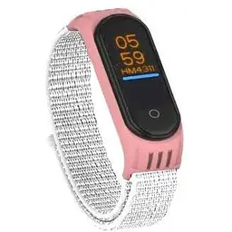 Ремінець Nylon Mi Band 5/6 Рожевий Білий (11)