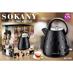 Електрочайник Sokany SK-1033 безшумний 1850 Вт 1.7 л Чорний - мініатюра 6