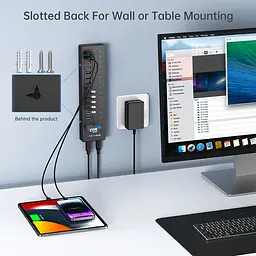 Розумний USB hub Acasis DS-516PB на 16 портів USB-C/USB 5 Гбіт/с розгалужувач з живленням від мережі (Чорний) - мініатюра 7