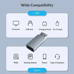 Перехідник Orico USB-A 3.1 до USB-C/Type-C конвертер 10Gbps Gray (AH-AC10-GY-BP) - мініатюра 3