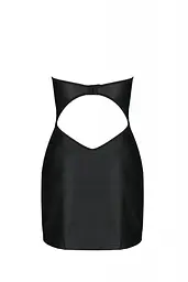 Міні-сукня з екошкіри Passion Celine Chemise black шнурівка трусики в комплекті 4XL/5XL - мініатюра 4