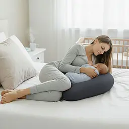 Подушка для вагітних та годування Sei Design трикотаж гіпоалергенна, наволочка з бавовни на блискавці темно сіра 30 х 190 см (8000036178*001) - мініатюра 6