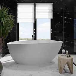 Ванна окремостояча матова Amidicon Santorini 166x78 з литого каменю SANTORINI_166_MAT, Білий матовий - мініатюра 3