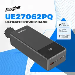 УМБ Energizer 27000mAh 65W PD,QC3.0,USB-А, 2хUSB-C, Micro-USB, LCD display,Black - мініатюра 5
