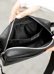 Жіноча шкіряна сумка бананка Sambag Harvi чорна 24 × 16 × 6 см (88213101) - мініатюра 7