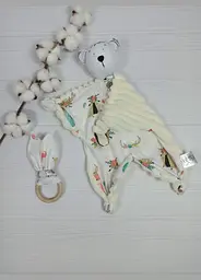 Іграшка-комфортер і еко-гризунок a.l.babybox Лісові мешканці Молочний
