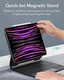 Захисний чохол для iPad Pro 12.9 з клавіатурою, магнітна підтримка, що легко встановлюється, вертикальні/підняті режими для iPad - мініатюра 8