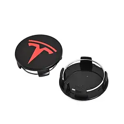 Ковпак колеса Tesla чорний червоний 56 мм алюміній 1 шт OEM 600587900A (ковпачок, заглушка)