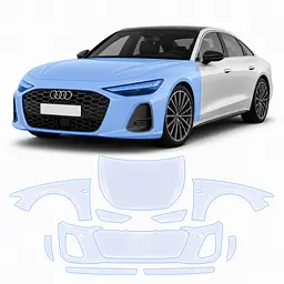 Антигравійна захисна бронеплівка за лекалами для Audi A6 C9 2025- передня частина авто (капот бампер крила))